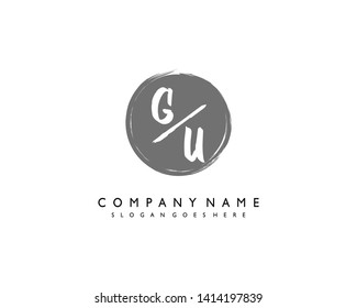 initials letter GU handwriting logo vector template