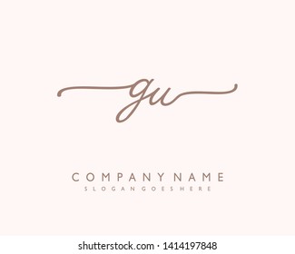 initials letter GU handwriting logo vector template