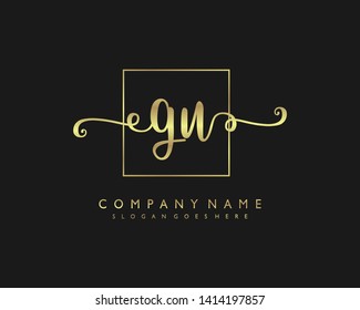 initials letter GU handwriting logo vector template