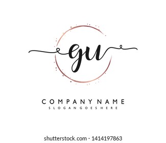 initials letter GU handwriting logo vector template