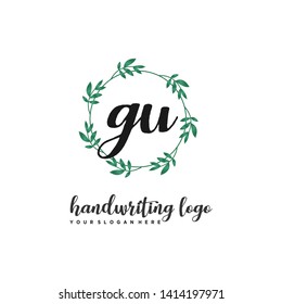 initials letter GU handwriting logo vector template