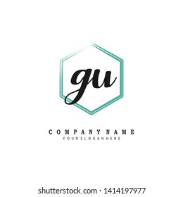 initials letter GU handwriting logo vector template