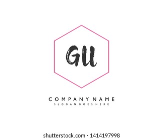 initials letter GU handwriting logo vector template