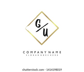 initials letter GU handwriting logo vector template