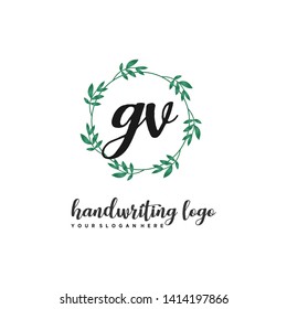 initials letter GV handwriting logo vector template