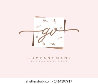 initials letter GV handwriting logo vector template