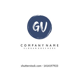 initials letter GV handwriting logo vector template