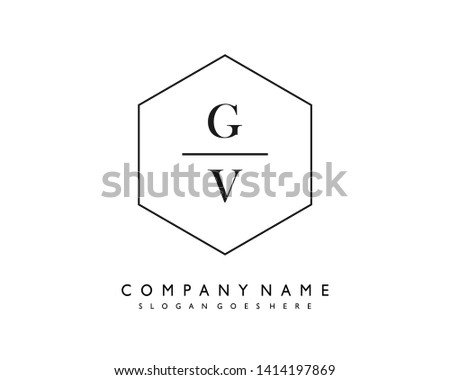 initials letter GV handwriting logo vector template
