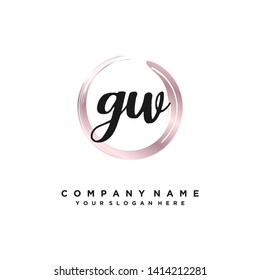 initials letter GW handwriting logo vector template