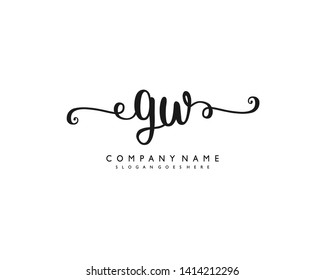 initials letter GW handwriting logo vector template