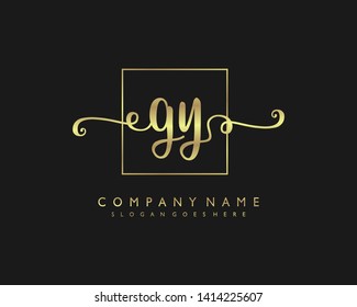 initials letter GY handwriting logo vector template