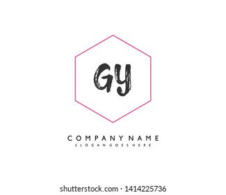 initials letter GY handwriting logo vector template