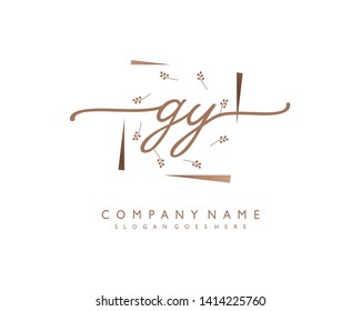 initials letter GY handwriting logo vector template