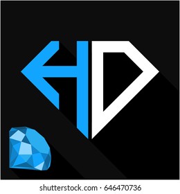 initials letter H & D in diamond shape