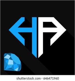 initials letter H & A in diamond shape
