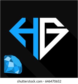 initials letter H & G in diamond shape
