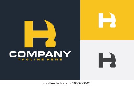 initials letter H hammer logo