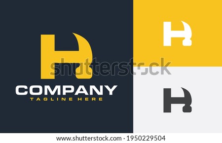 initials letter H hammer logo