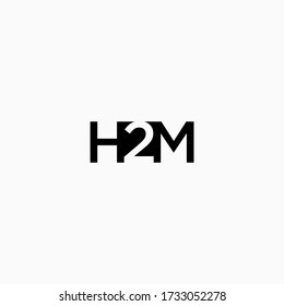 initials letter h2m, negative design vector space