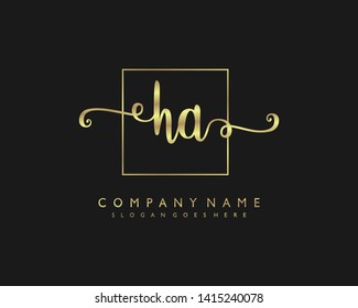 initials letter HA handwriting logo vector template