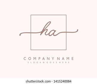 initials letter HA handwriting logo vector template