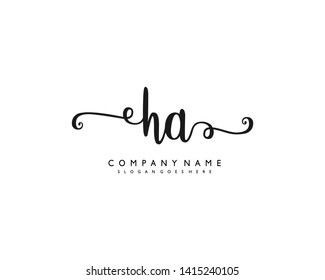 initials letter HA handwriting logo vector template