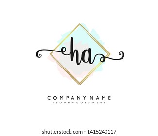 initials letter HA handwriting logo vector template