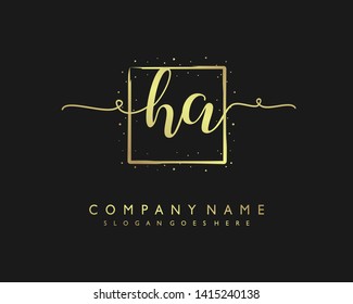 initials letter HA handwriting logo vector template