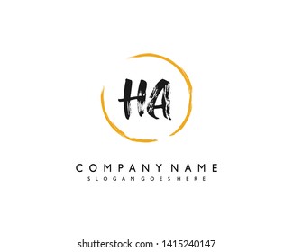 initials letter HA handwriting logo vector template