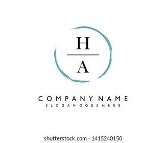 initials letter HA handwriting logo vector template