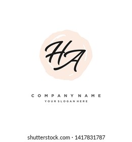 initials letter HA handwriting logo vector template