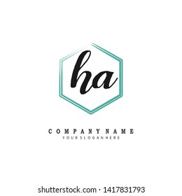 initials letter HA handwriting logo vector template