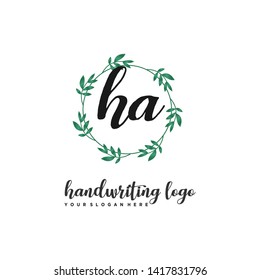 initials letter HA handwriting logo vector template