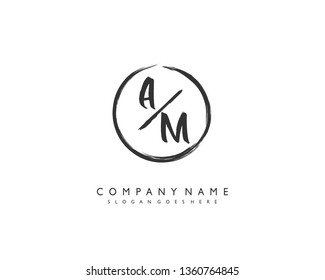 initials letter AM handwriting logo vector template