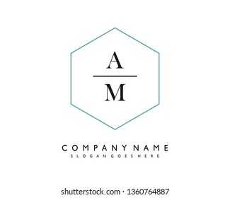 initials letter AM handwriting logo vector template