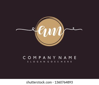 initials letter AM handwriting logo vector template