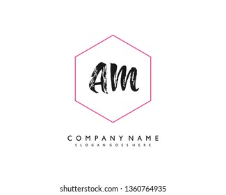 initials letter AM handwriting logo vector template
