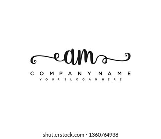 initials letter AM handwriting logo vector template