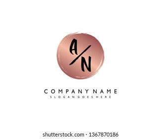 initials letter AN handwriting logo vector template