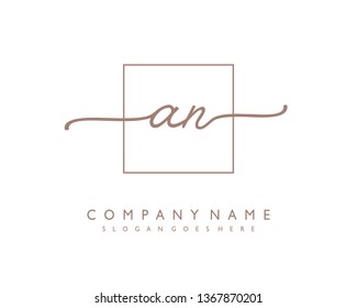 initials letter AN handwriting logo vector template