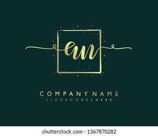 initials letter AN handwriting logo vector template