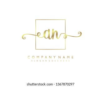 initials letter AN handwriting logo vector template