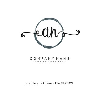 initials letter AN handwriting logo vector template
