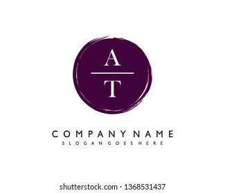 initials letter AT handwriting logo vector template