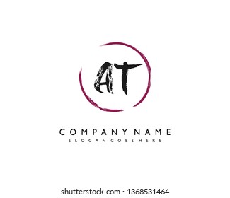 initials letter AT handwriting logo vector template