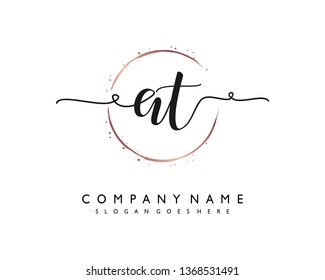 initials letter AT handwriting logo vector template