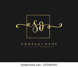 initials letter SO handwriting logo vector template