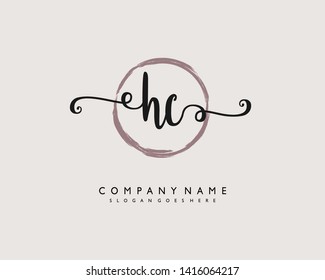 initials letter HC handwriting logo vector template