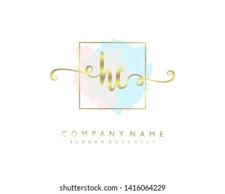 initials letter HC handwriting logo vector template