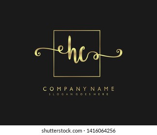 initials letter HC handwriting logo vector template